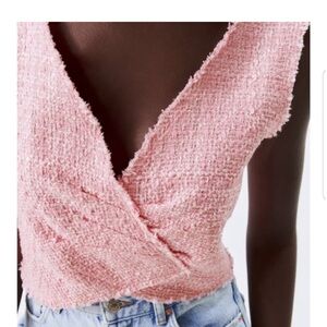 Zara Pink Textured Crop Top